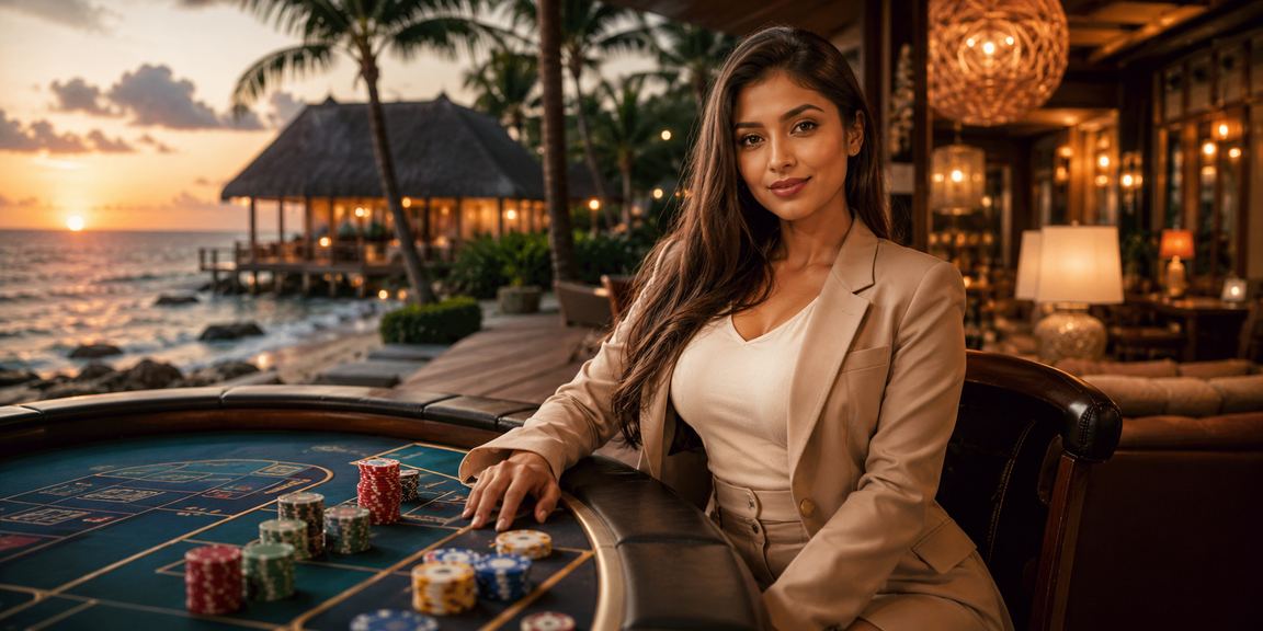 সেন্ট মার্টিনের সমুদ্র সৈকতে ব্যাকারাট গেম উপভোগ করছেন একজন ব্যবহারকারী